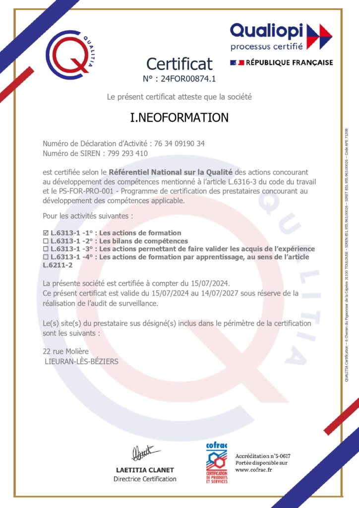 certificat Qualiiopi